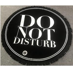 Best Wholesale Bulk Large Custom Black Cotton Printed Tassels Round Beach Towel With Logo wholesale