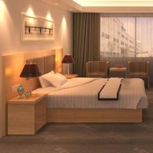 China Elegant Hotel Room Furniture Set Wooden Bedroom Suites With Nightstand on sale