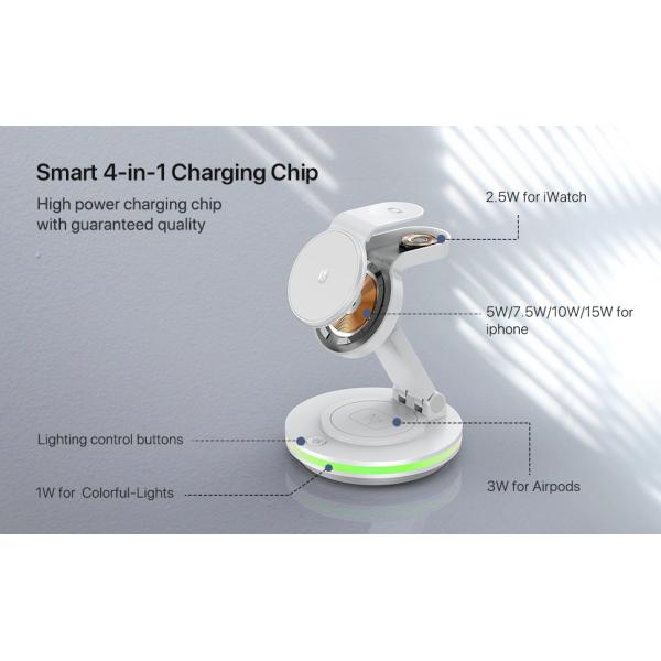 4-IN-1 Foldable Wireless Charger For Magnetic Enabled Phone And Headphones