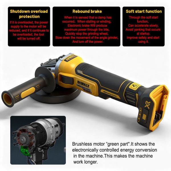 Ergonomics Slide DEWALT Grinder DCG405 125MM DC20V Wireless Angle Grinder