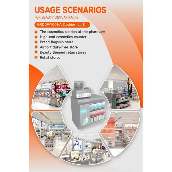 GDR09-Y001-A Retail Display Counter with 5mm Gray Glass and Cash Register Compartment for Mall Booths