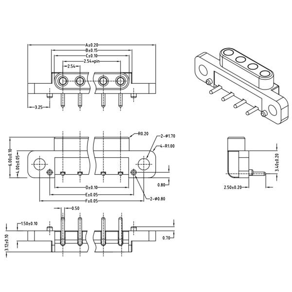 Right Angle Pogo Pins Connector 7pin Spring Loaded Connectors 12V For Charging Equipment