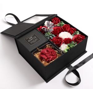Valentine'S Day Black Paperboard Cardboard Box For Red Roses Gift Soap Flower Bulk