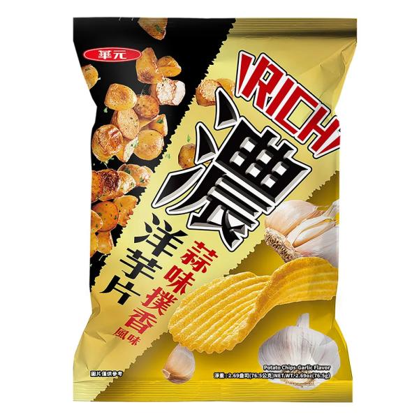 Cheap Bulk Purchase Asian Snacks Thick Series Garlic Flavor Potato chips 76.5g 10Packs Asian Snack Merchant for sale