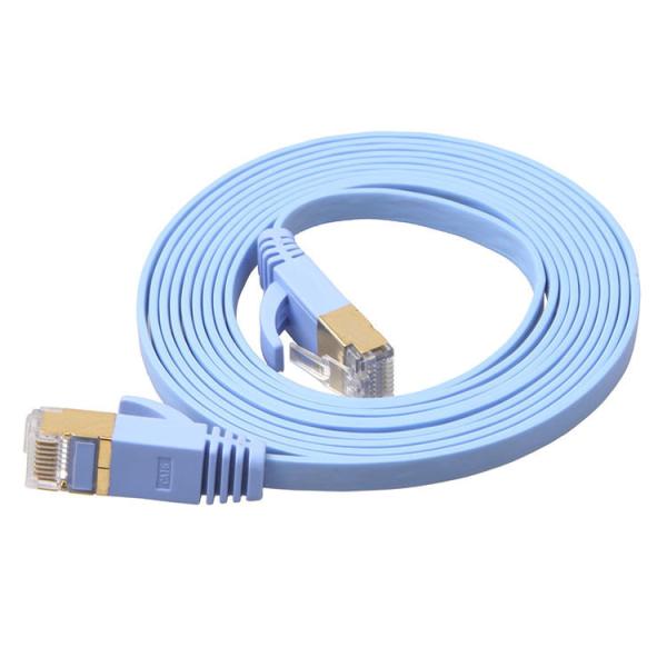 4 Ft Cat6 Flat Ethernet Lan Cables Blue With Gold Shielded Snagless Rj45 Connectors