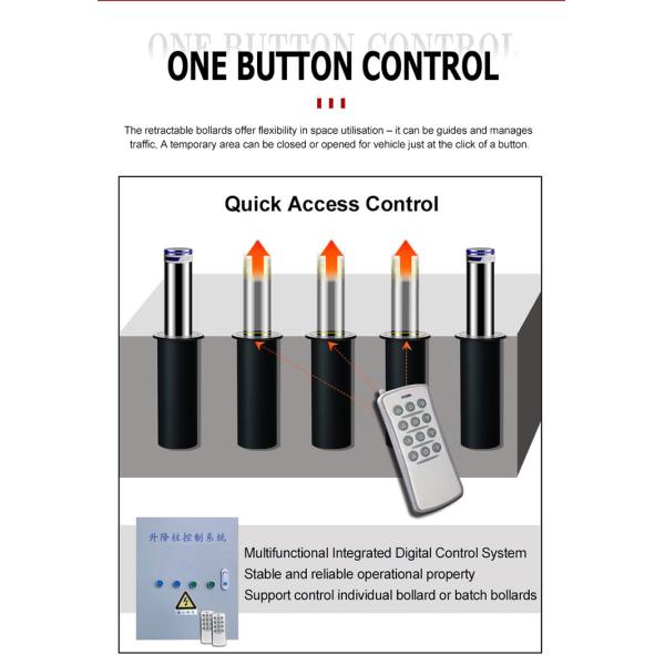 Commercial Automatic Bollards Electric Retractable Bollard with LED Light Anti-Terrorism Crash-Rated Barrier