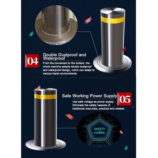 219 Mm Diameter Automatic Rising Bollards System Security In School Gate And Parking