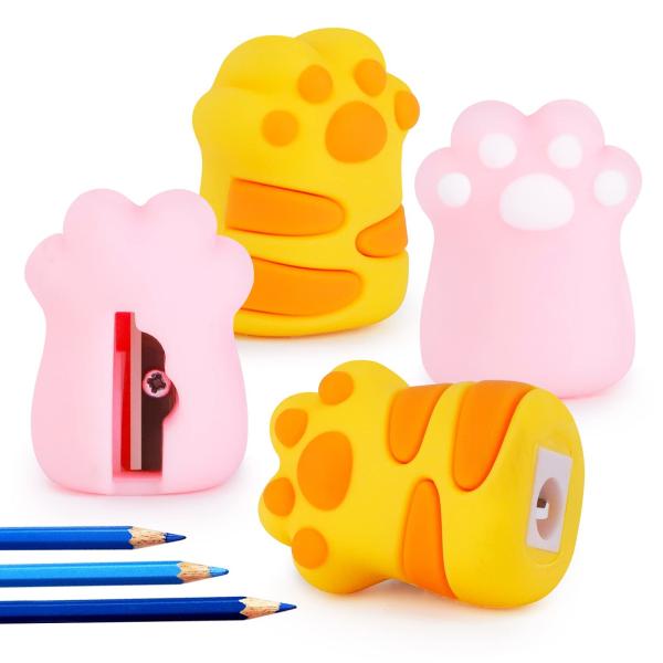 Cheap Cat Paw Pencil Sharpener Manual Gift Mini Silicone Stationery For Kids Kawaii School Office Supplies for sale