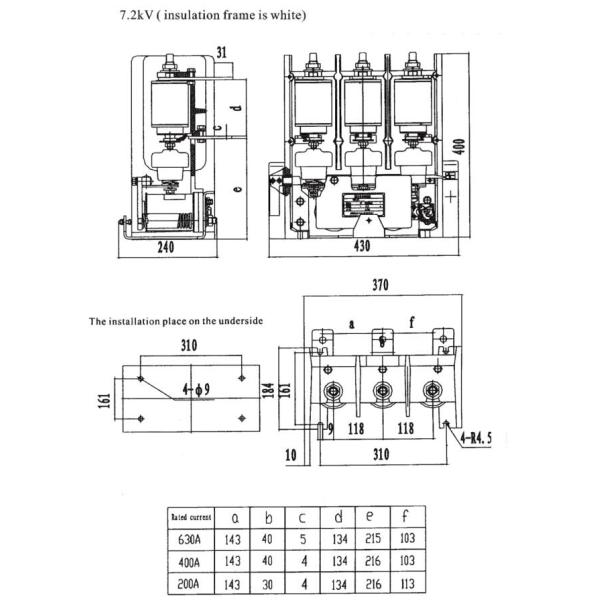 High Voltage Vacuum Contactor Unit 7.2kV 400A Transformers Capacitive Loads Control