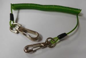 Best OEM China factory produce charming heavy green PU coated bungee coil tool lanyard w/hooks wholesale