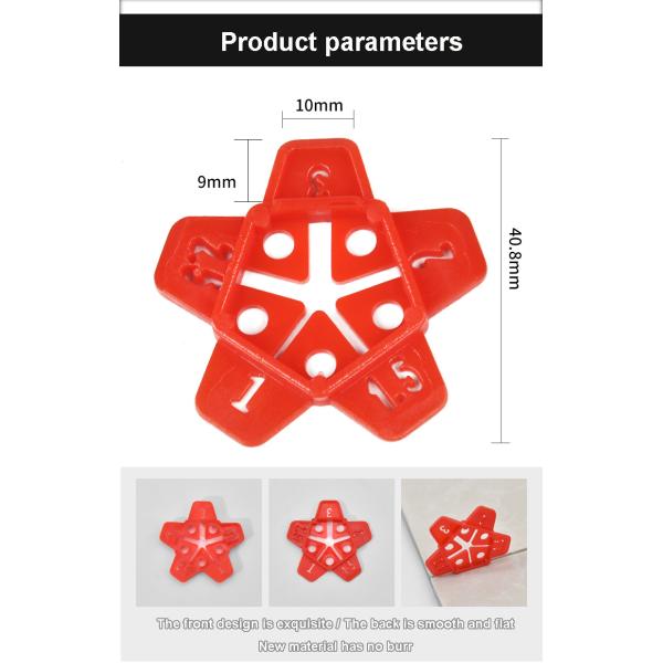 Star Multi Size Tile Spacer, Star Multifunction Tile Clips, Five Size Spacers Tile leveling System Tiling Tool