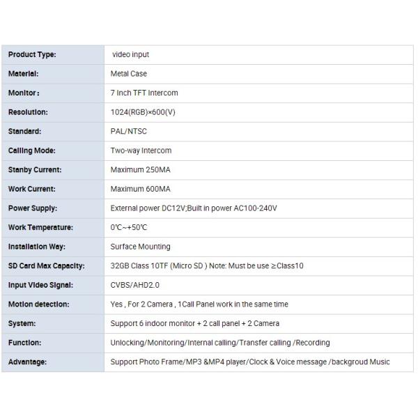 Morningtech Gold color 7inch touch button AHD video door phone intercom system for home