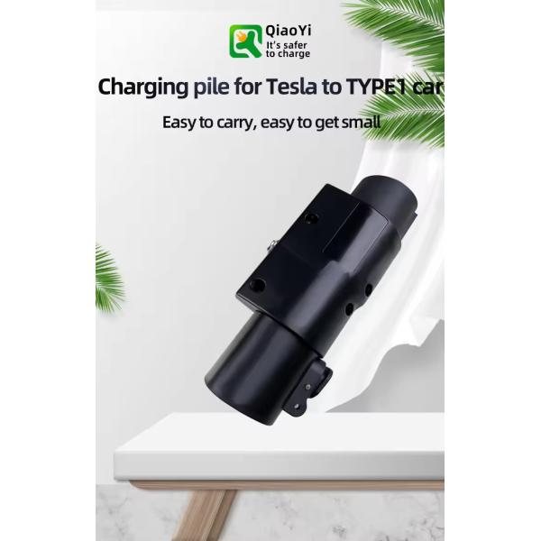 Black 7KW 32 Amp T To J1772 Charging Adapter NACS Connector Socket Switch Adapter EV Charger Converter with SAE plug