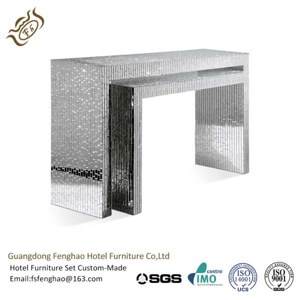 Cheap Elegant Crystal Veneer Compact Glass Mirrored Console Table For Hotel Lobby Bedroom for sale