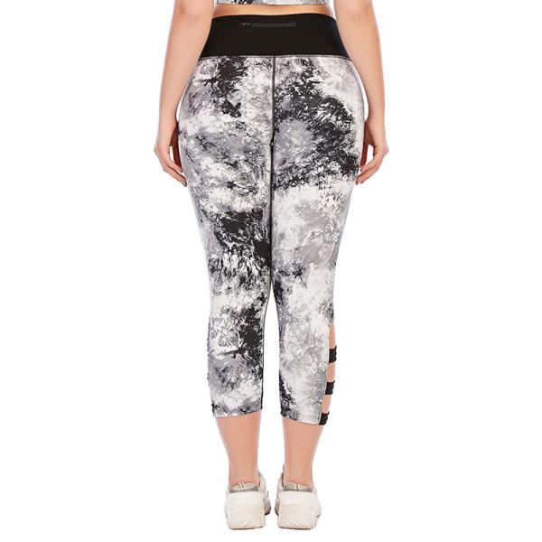 Printed Tie Dye Workout Pants Yoga Leggings High Elastic For Fat Women