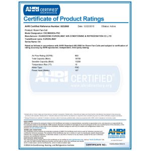 Guangdong EuroKlimat Air-Conditioning & Refrigeration Co., Ltd Certifications