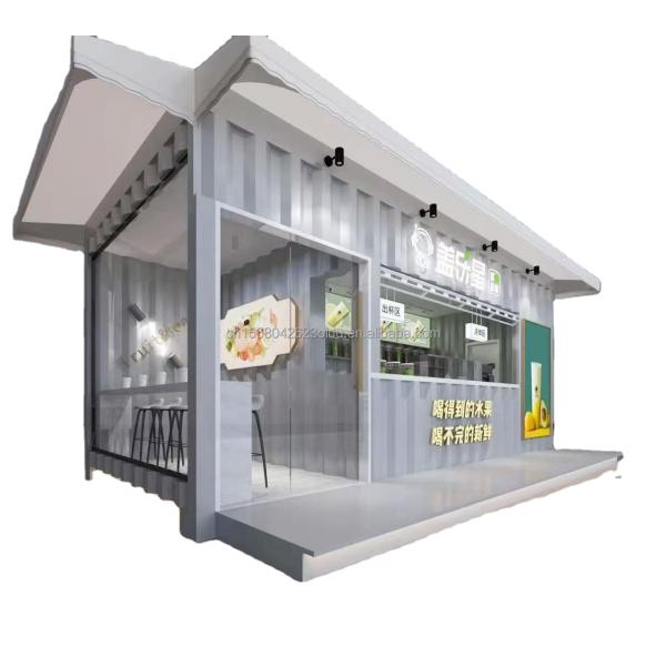 Modern 10 ft 20 ft Prefabricated Steel Shop Container Kiosk Mobile Mini Bar for Outdoor Kitchen and Restaurant Movable Design Shop