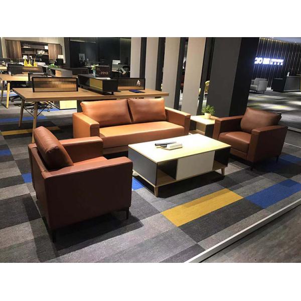 Wood Single Leather Sofa , DIOUS Office Reception Seating