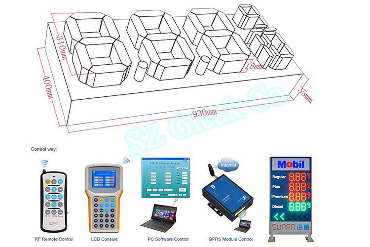 customized large 7 segment led display 5 digits