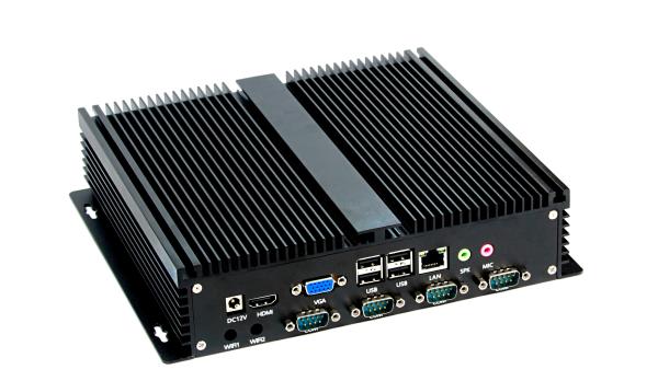 Cheap Aluminum Housing Fanless Mini Embedded PC 2*RJ45 / 4*USB RS232 RS485 for sale