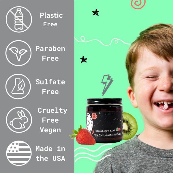 Nano Hydroxyapatite Plastic Free Toothpaste Tablets Bubble Gum Kids Approved 126 Count