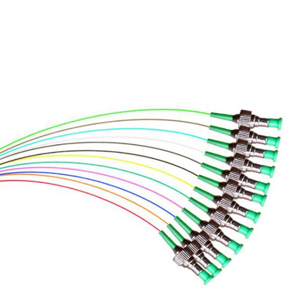 Cheap PVC LSZH Outer Fiber Optic Pigtail 12 Cord Fibers Unjacketed Color Coded Optical Pigtail for sale