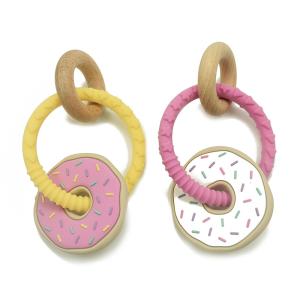 China Laser Logo Silicone Wood Teether Infant Baby BPA Free Nursing Bracelet on sale