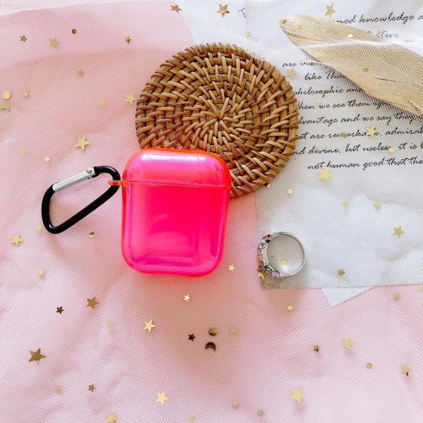 Hard Airpods Protective Cases Light Weight Neon Color Scratch Proof Anti Lost Loop