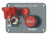 Cheap Carbon Fiber Racing Ignition Switch Panel , Red Illuminated Engine Start Button for sale