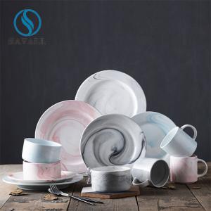 China Banqueting Pink Blue Black Colored Porcelain Dinnerware LFGB Approved on sale