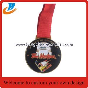 China Zinc alloy sports medal,50mm football medals for match with ribbon on sale