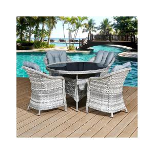 Best Outdoor Furniture Set with Round Dining Table AJUNION 4 Seat Weatherproof Weave Rattan wholesale