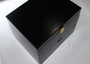 China Woman Solid Wood Jewelry Box , Black Color Handcrafted Wood Decorative Boxes on sale