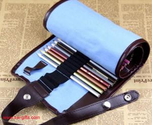 New Blue 38 Hole Pencil Bag School Canvas Painting Stationery Roll Pencil Case Sketch