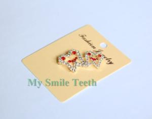 Dental Clinic Gift Metal Teeth Tooth Type Cute Face Brooch with Rhinestones