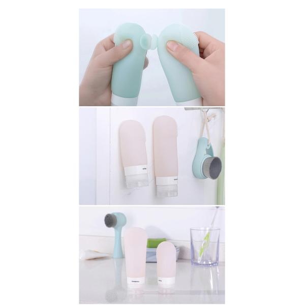 Squeezable Silicone Travel Bottles Set With Suction Cup