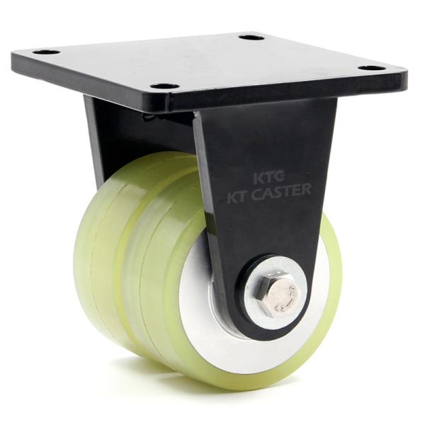 Fixed 1900KG Dual Wheel Swivel Casters 4 Inch Polyurethane Wheels