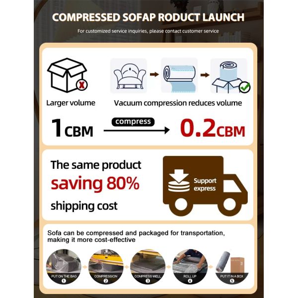 Super Deep L-Shape Modular Sectional Couch Compressed Sofa Plush Corduroy with Vacuum Packaging for Apartment Living Room Sofas