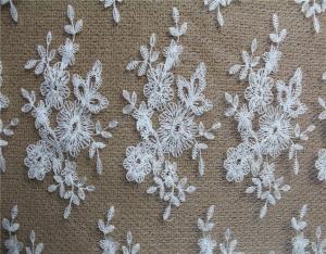 Best Diamond Mesh based Crown Style Embroidery Lace Fabric Crown for Women's Clothes wholesale