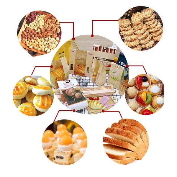 Custom Logo Printing Food Delivery Takeaway Stand Up Paper Bags With Clear Window