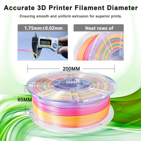 Rainbow PLA+ Filament 1kg Diameter 1.75mm Colorful Macaron 3d Printing Filament