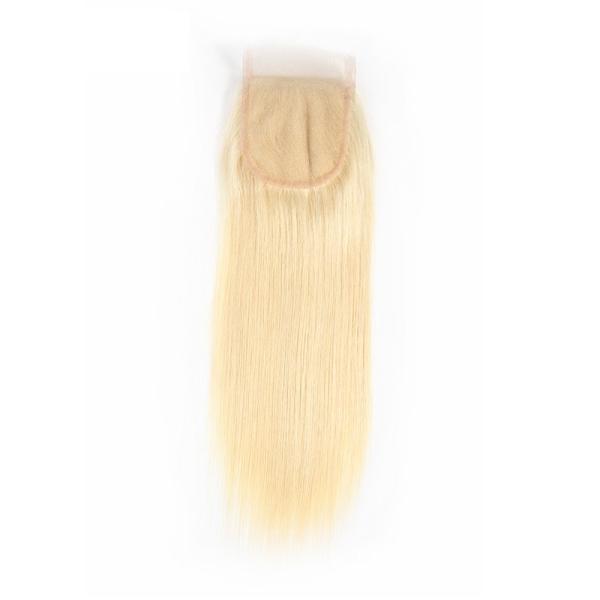 Cheap Real Brazilian Hair #613 Blonde Color Straight Swiss Lace Closure With Baby Hair for sale