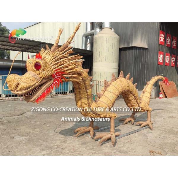 Steel Frame Custom Made Animatronics Straw Handmade Dragon