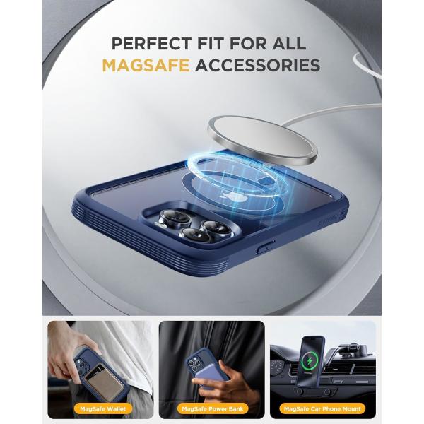 Magnetic for iPhone 12 Pro Max Case Full-Body Built-in Glass Screen Protector& Camera Protector