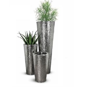 Best Indoor round hammered matte stainless steel flower pot vase home decoration wholesale