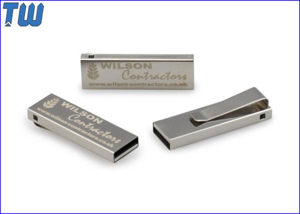 Cheap Customized Slim Full Metal Tie Clip 2GB USB Memory Stick Pendrives for sale