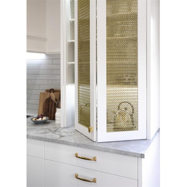 Custom Mild Steel Cabinet Mesh Inserts Gold Galvanized Surface