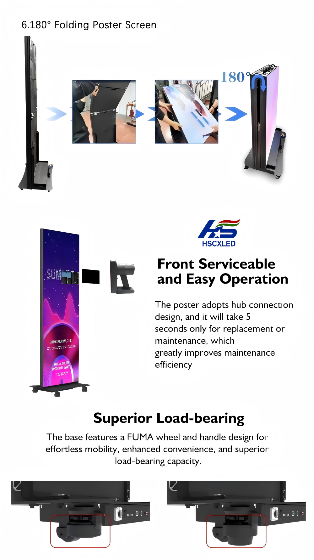 Indoor Digital Billboard Advertising Display Screen Folding LED Poster Screen