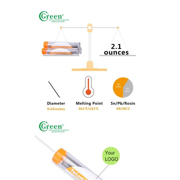 60% Sn 40% Pb Rosin Core Solder Wire 0.5-2.0mm 250-260℃ Working Temperature