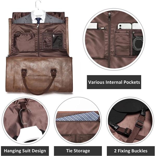 50L Leather Custom Travel Garment Bag Compartment Business Mens Suit ISO900